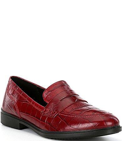 ECCO Womens Classic15 Crocodile Embossed Color Block Leather Penny Loafers Product Image