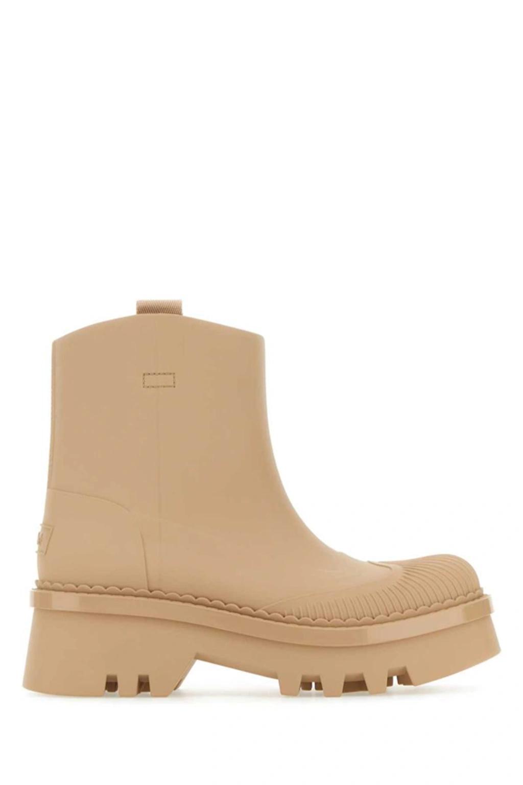 Chloe Woman Beige Rubber Raina Ankle Boots In Beige Rose Product Image