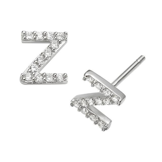 Sophie Miller Sterling Silver Cubic Zirconia Initial Stud Earrings, Womens Product Image