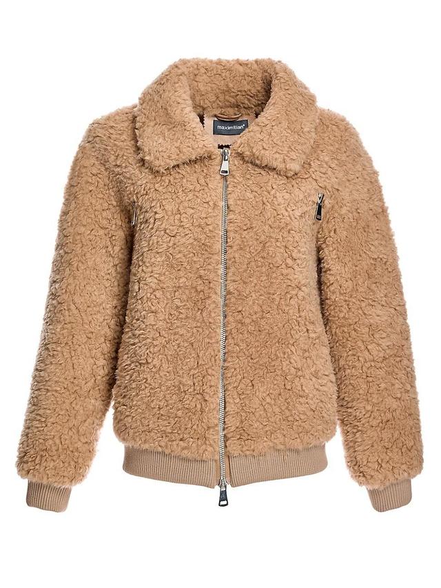 Womens Teddy Shearling Bomber Jacket Product Image