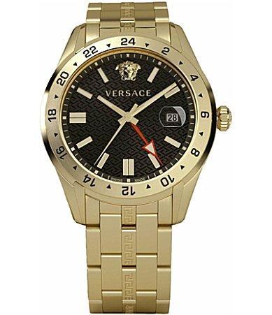 Mens 41MM Greca Time GMT Yellow Gold Watch Product Image