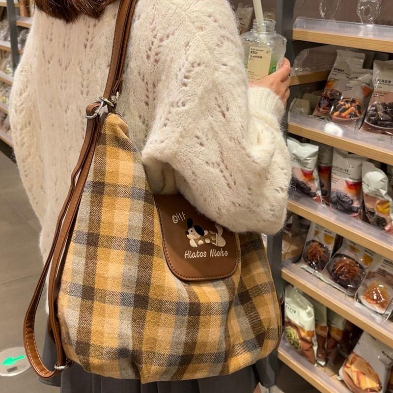 Plaid Dog Embroidered Backpack Product Image