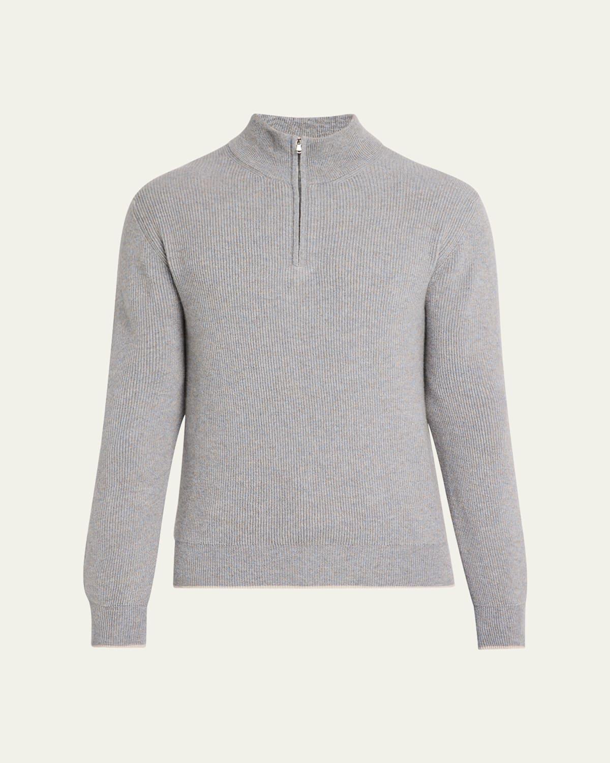 Mens Cashmere English Rib Half-Zip Sweater Product Image