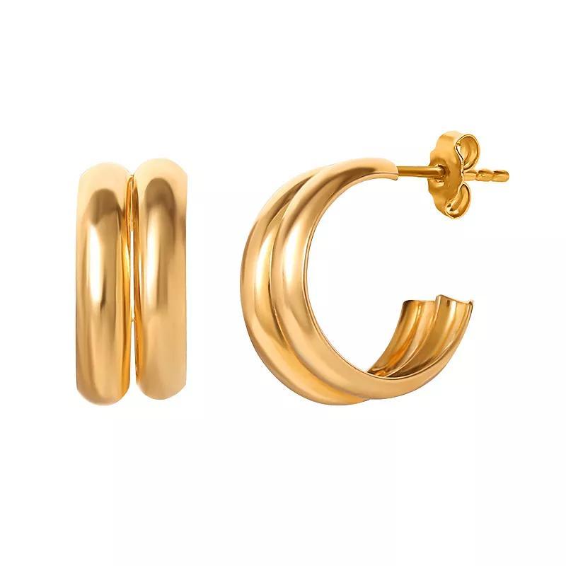 Style Your Way Gold Over Silver Double Huggie Hoop Earrings, Womens Product Image