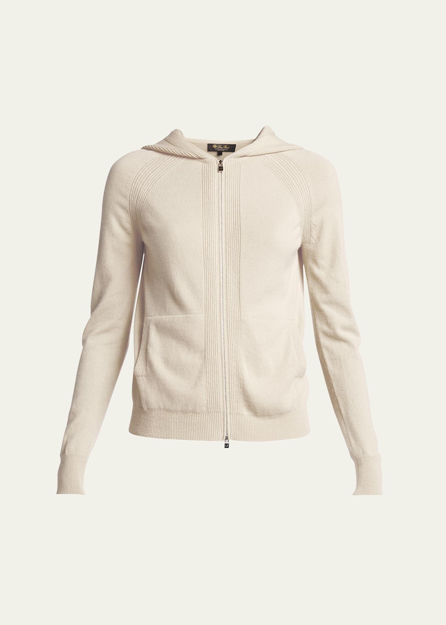 Womens Hooded Cashmere Knit Zip Sweater Product Image