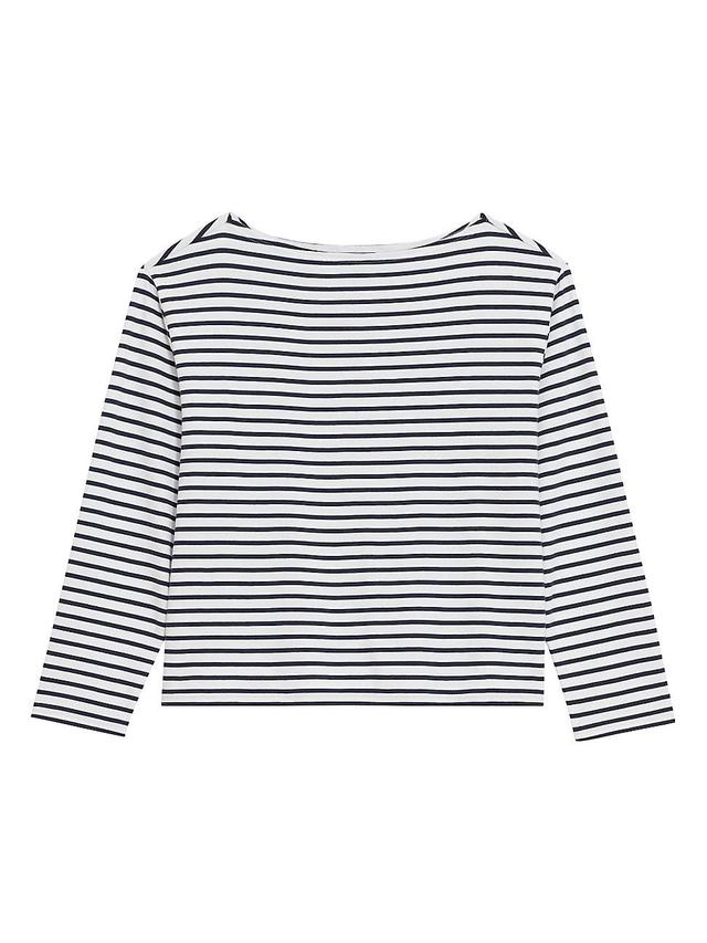 Womens Stripe Cotton Pullover Top Product Image