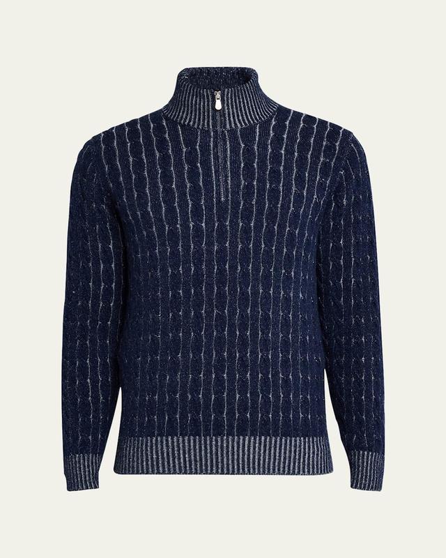 Mens Cashmere Cable Half-Zip Sweater Product Image