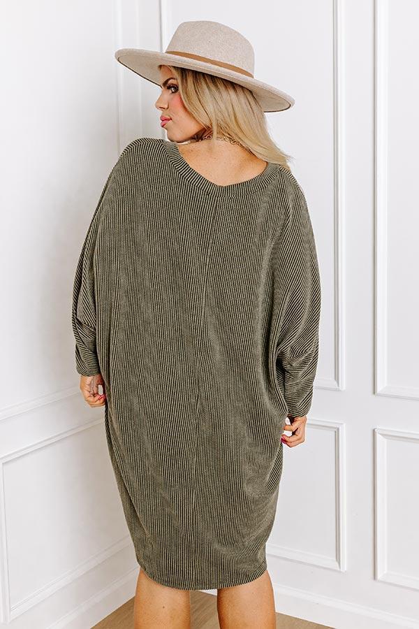 Casual Chats Shift Dress In Olive Curves Product Image