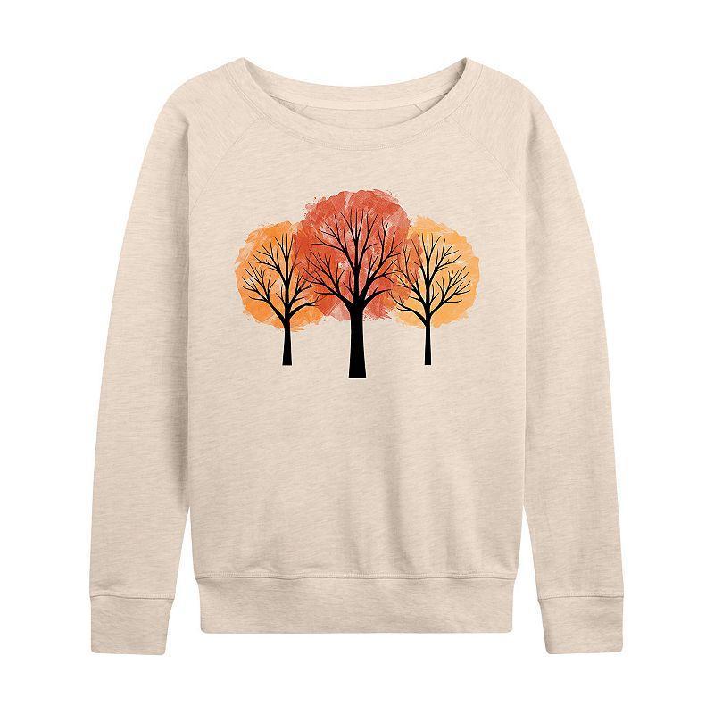 Womens Watercolor Fall Trees Slouchy Graphic Sweatshirt, Girls Product Image