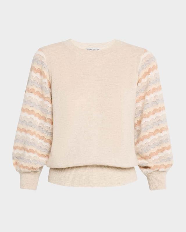 Striped Puff-Sleeve Cashmere Sweater Product Image