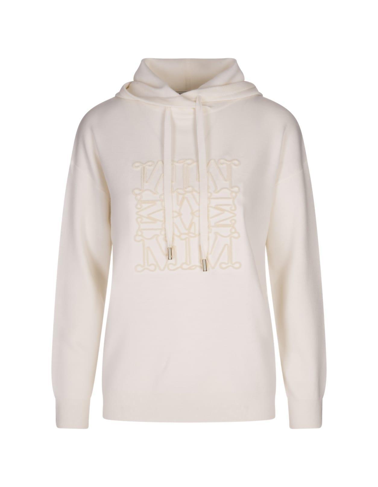 MAX MARA Crystal-embellished Wool-blend Hoodie In White Product Image