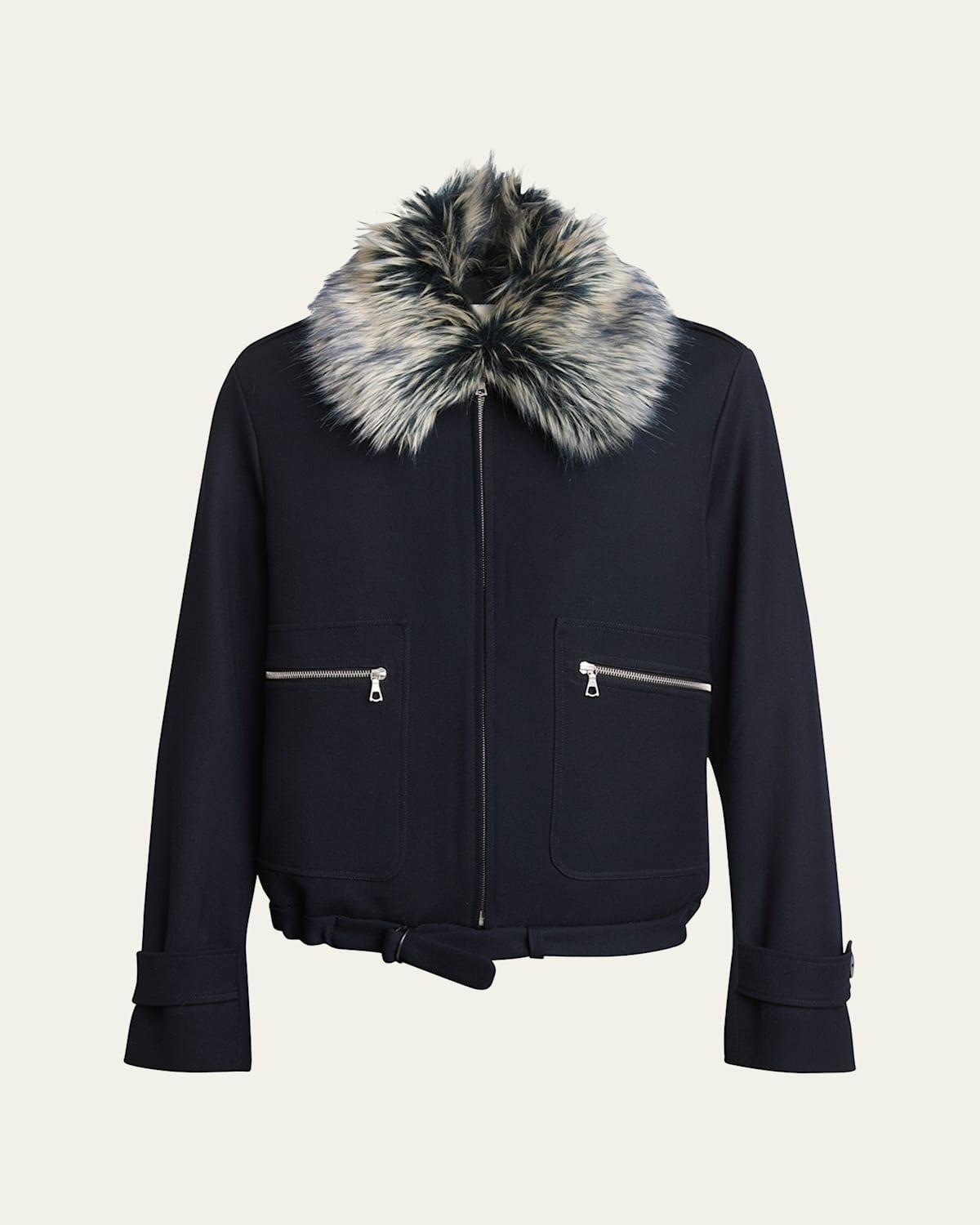 Mens Blouson Jacket with Faux Fox Fur Product Image