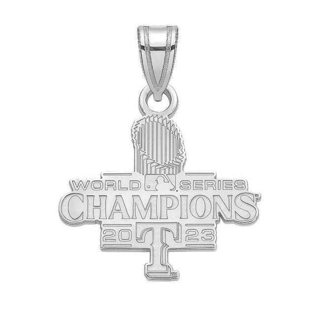 LogoArt Sterling Silver 2023 World Series Champs Texas Rangers Small Pendant, Womens Product Image