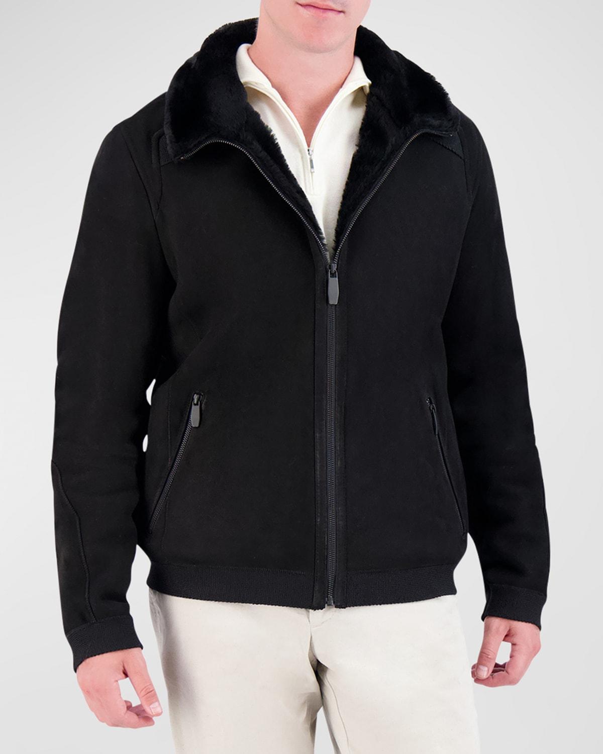 Mens Shearling Lamb Zip-Front Jacket Product Image