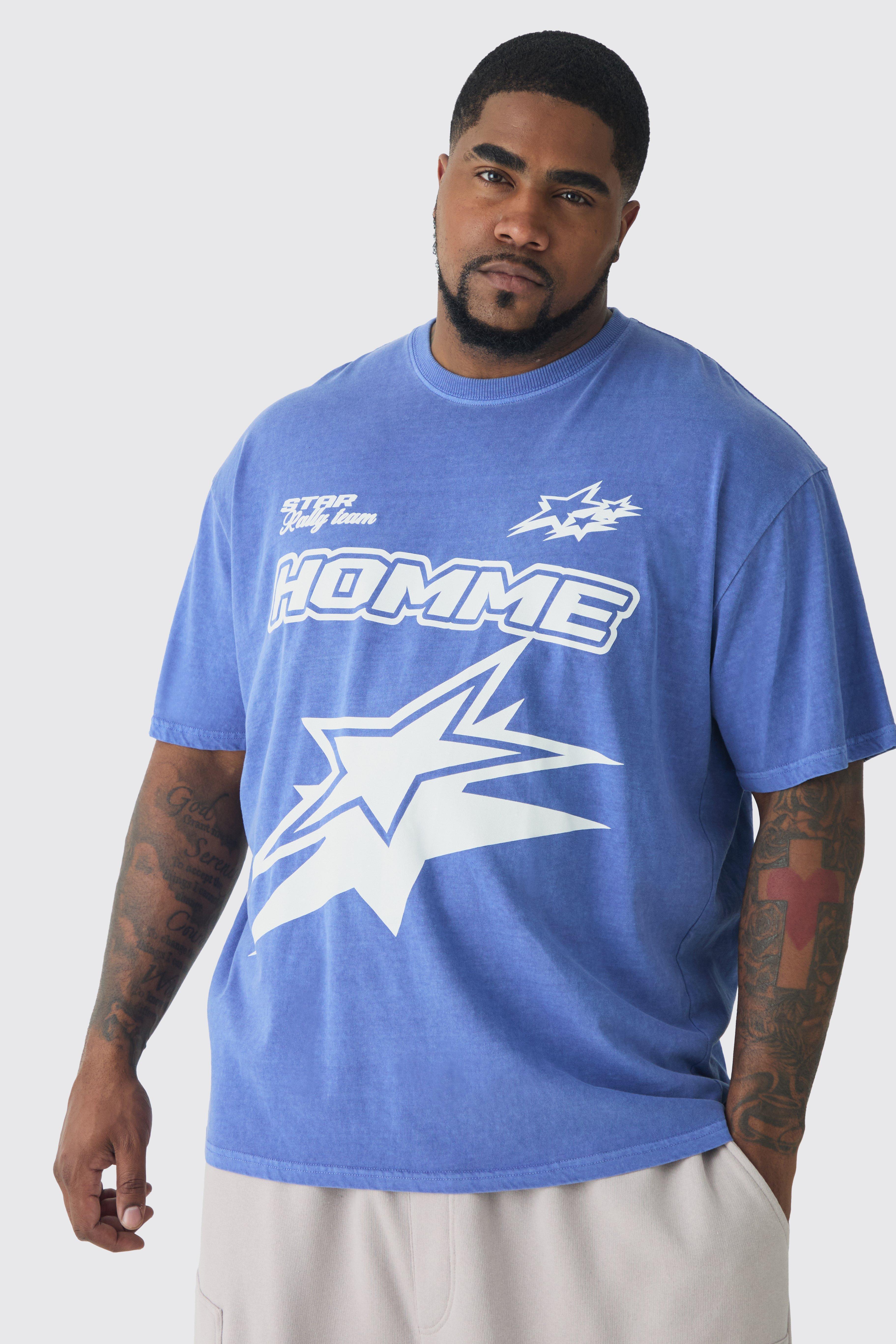 Plus Homme Racer Moto T-shirt In Cobalt | boohooMAN USA Product Image