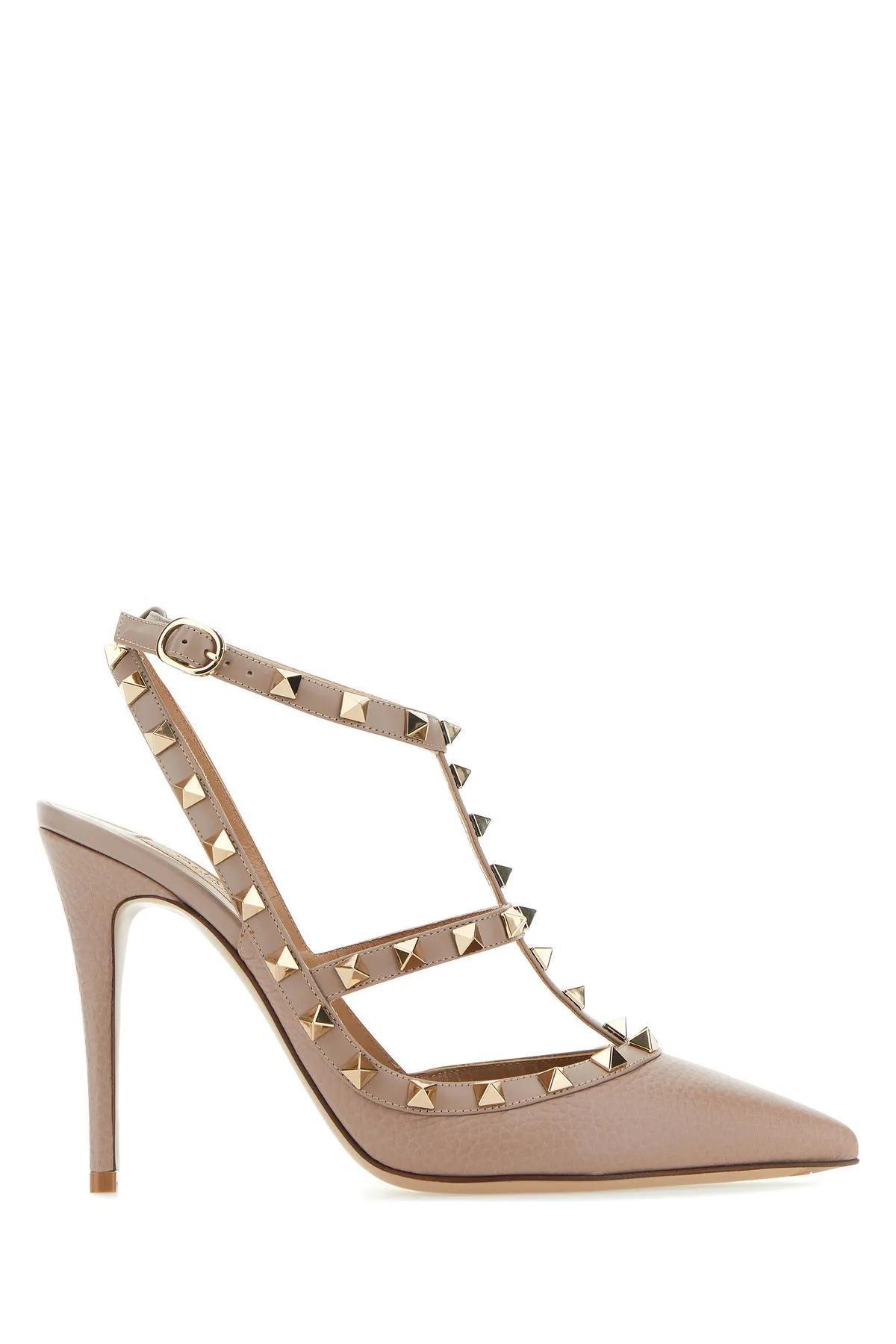 Rockstud Pointed Toe Caged Pumps In Pink Product Image