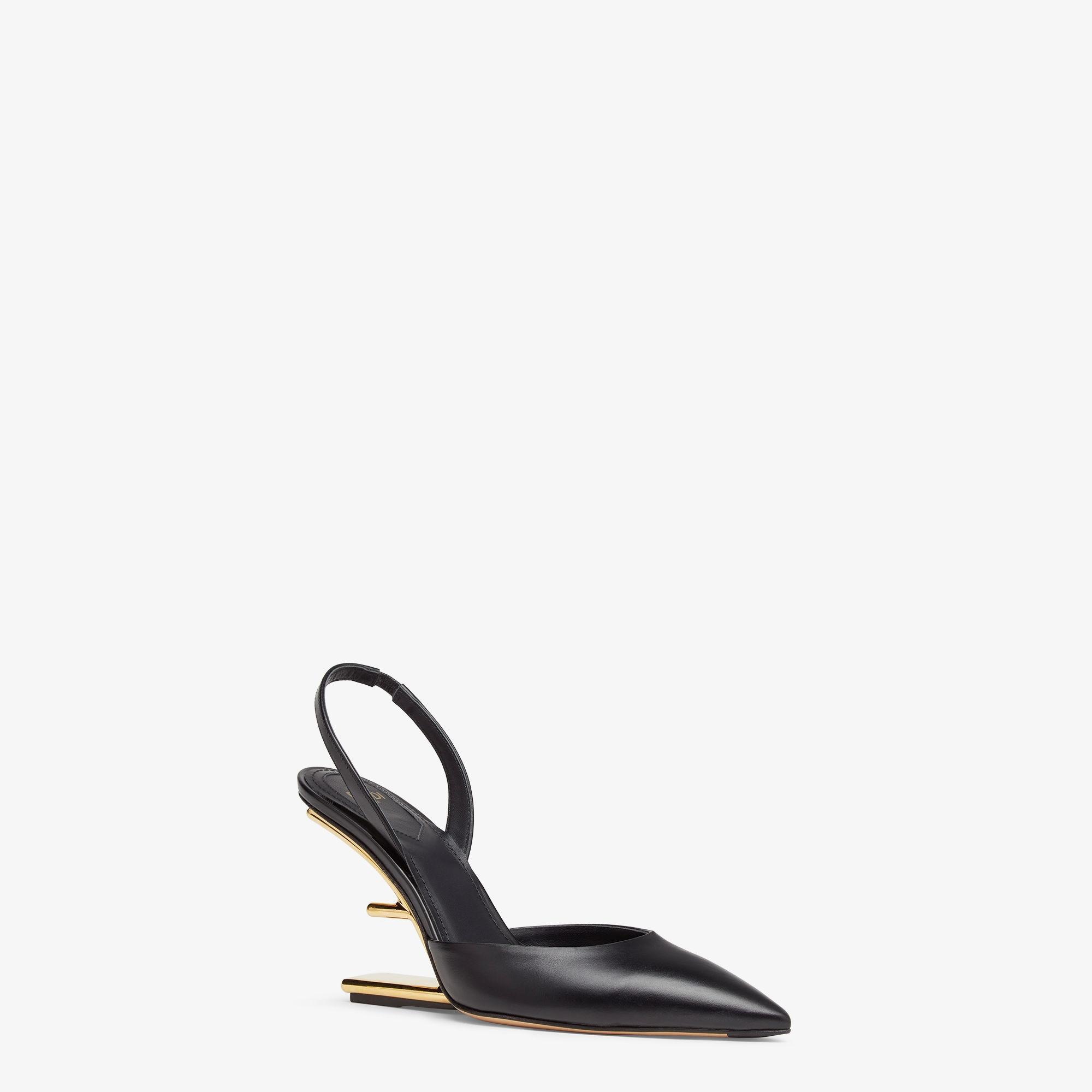 Fendi FirstBlack leather high-heeled slingbacks Product Image