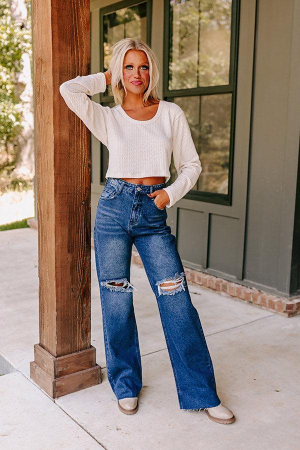 Slow Your Roll Waffle Knit Crop Top Product Image