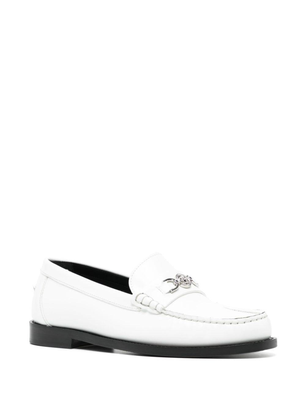 VERSACE White Medusa Leather Loafers Product Image