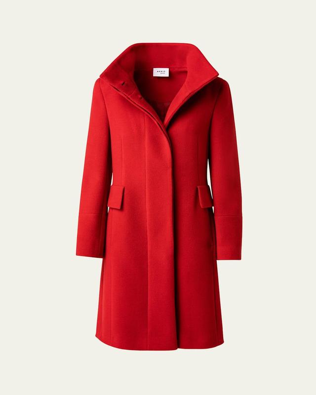 Akris punto Stand Collar Wool Blend Fleece Coat Product Image