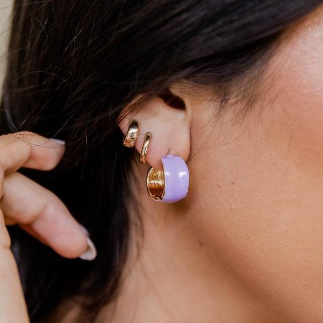 Vibrant Vibes Purple Huggie Earrings FINAL SALE Product Image