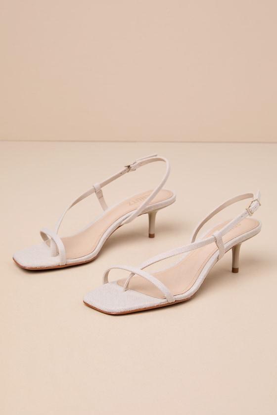 Heloise Oyster Beige Strappy Slingback Sandals Product Image