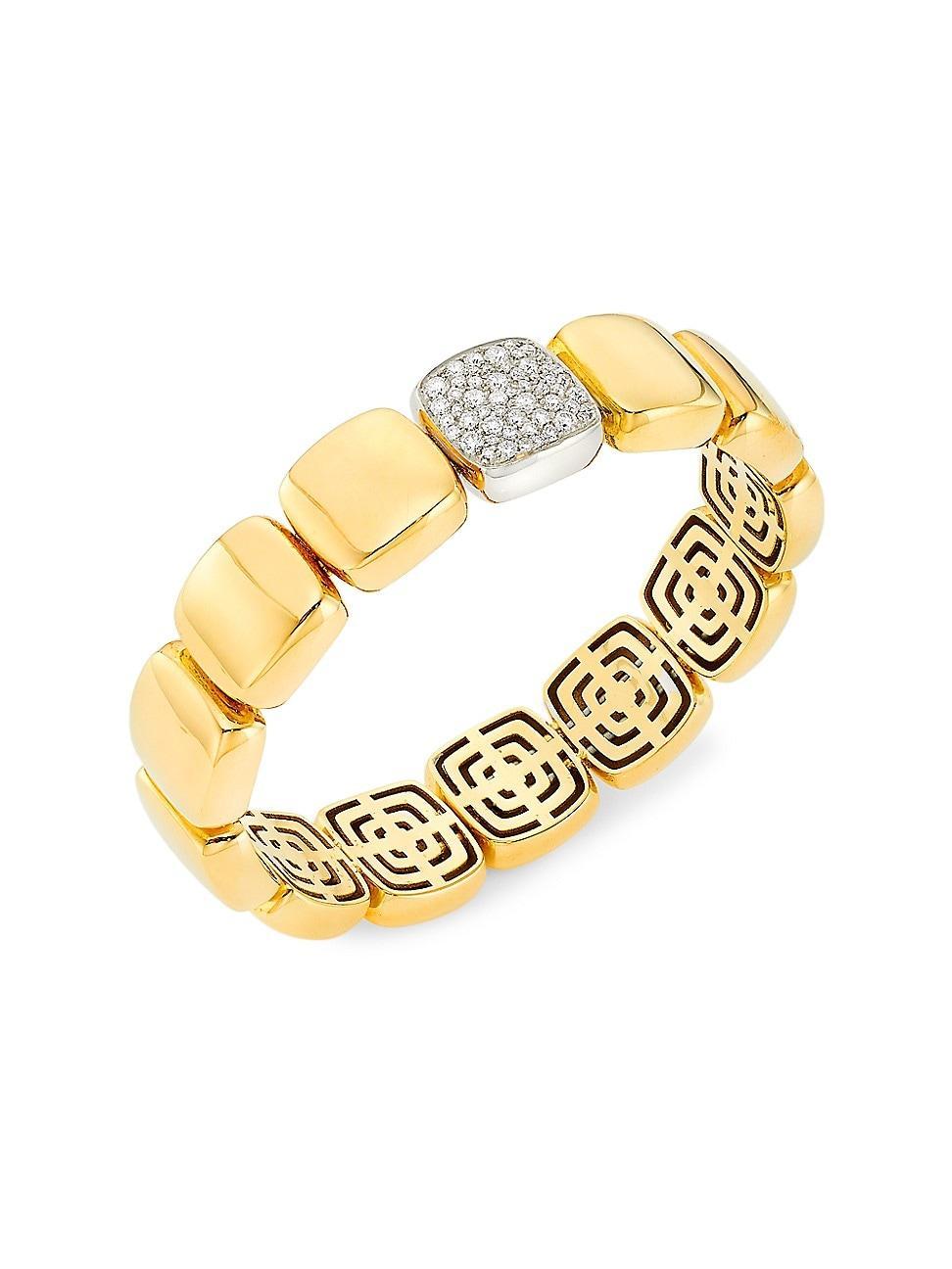 Womens Via Senato Two-Tone 18K Gold & 0.85 TCW Diamond Stretch Bracelet Product Image