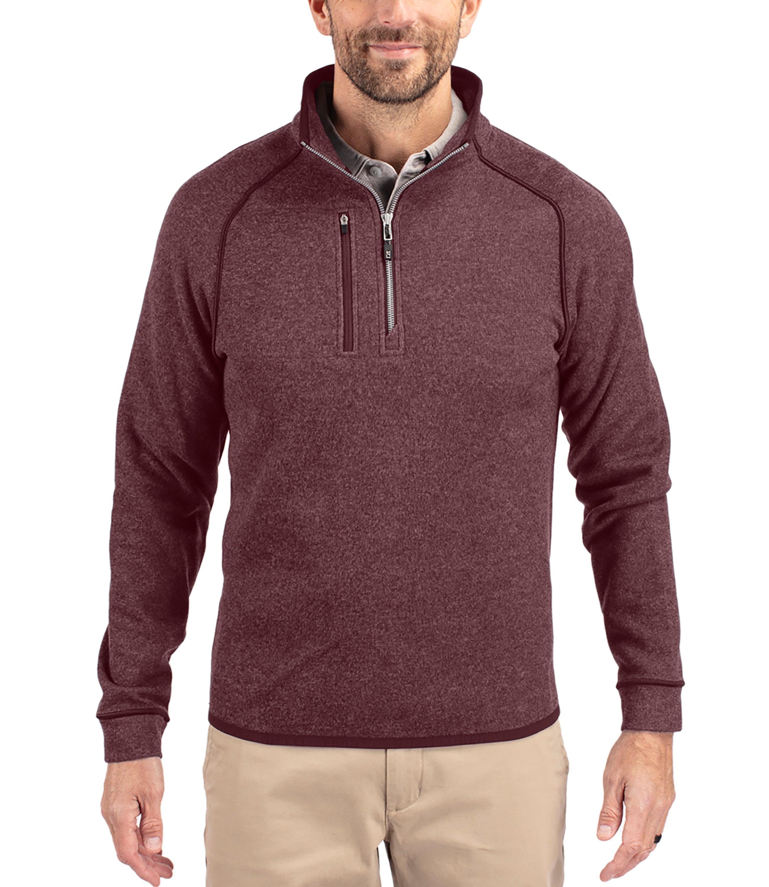 Cutter & Buck Mainsail Sweater-Knit Mens Half Zip Pullover Jacket Product Image