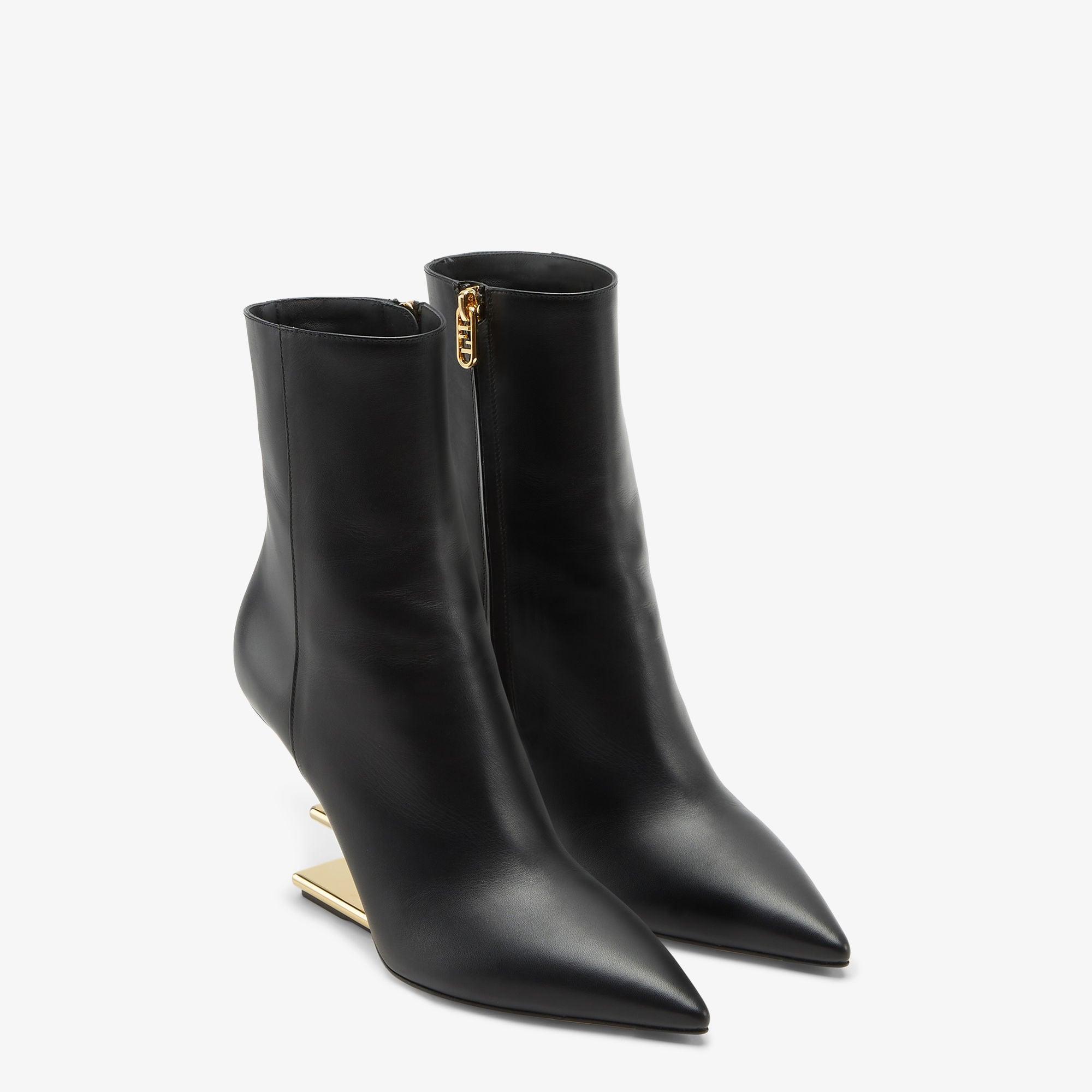 Fendi FirstBlack leather high-heeled ankle boots Product Image