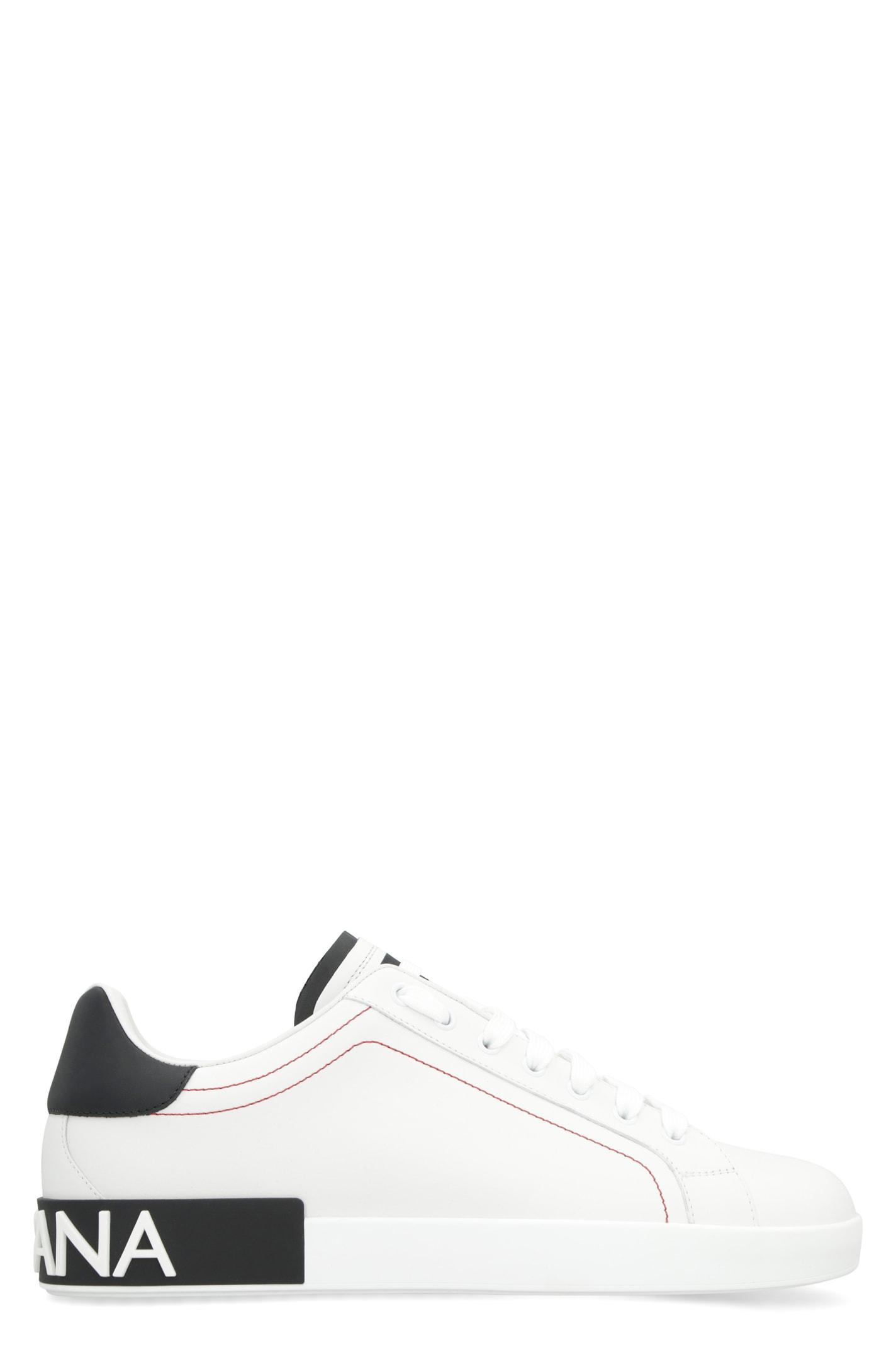 Men's Portofino White/black Leather Trainer Sneaker | Size 39 | Cs2216ah526 Product Image