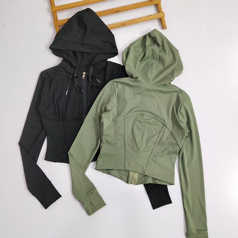 Plain Hooded Zip Quick Dry Sports Jacket Product Image