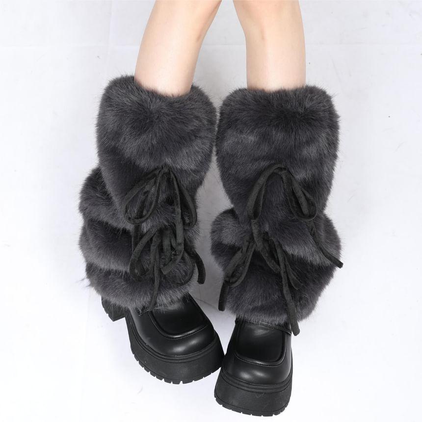 Plain Bow Fluffy Leg Warmers Product Image