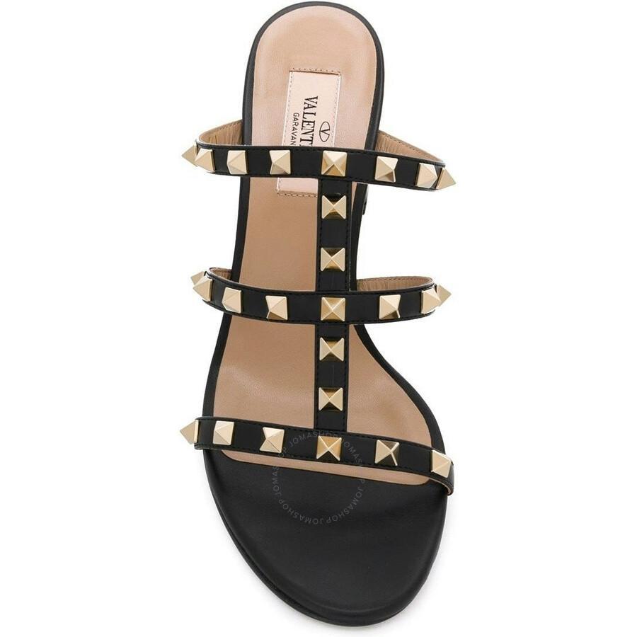 Rockstud Leather Mule Sandals In Black Product Image