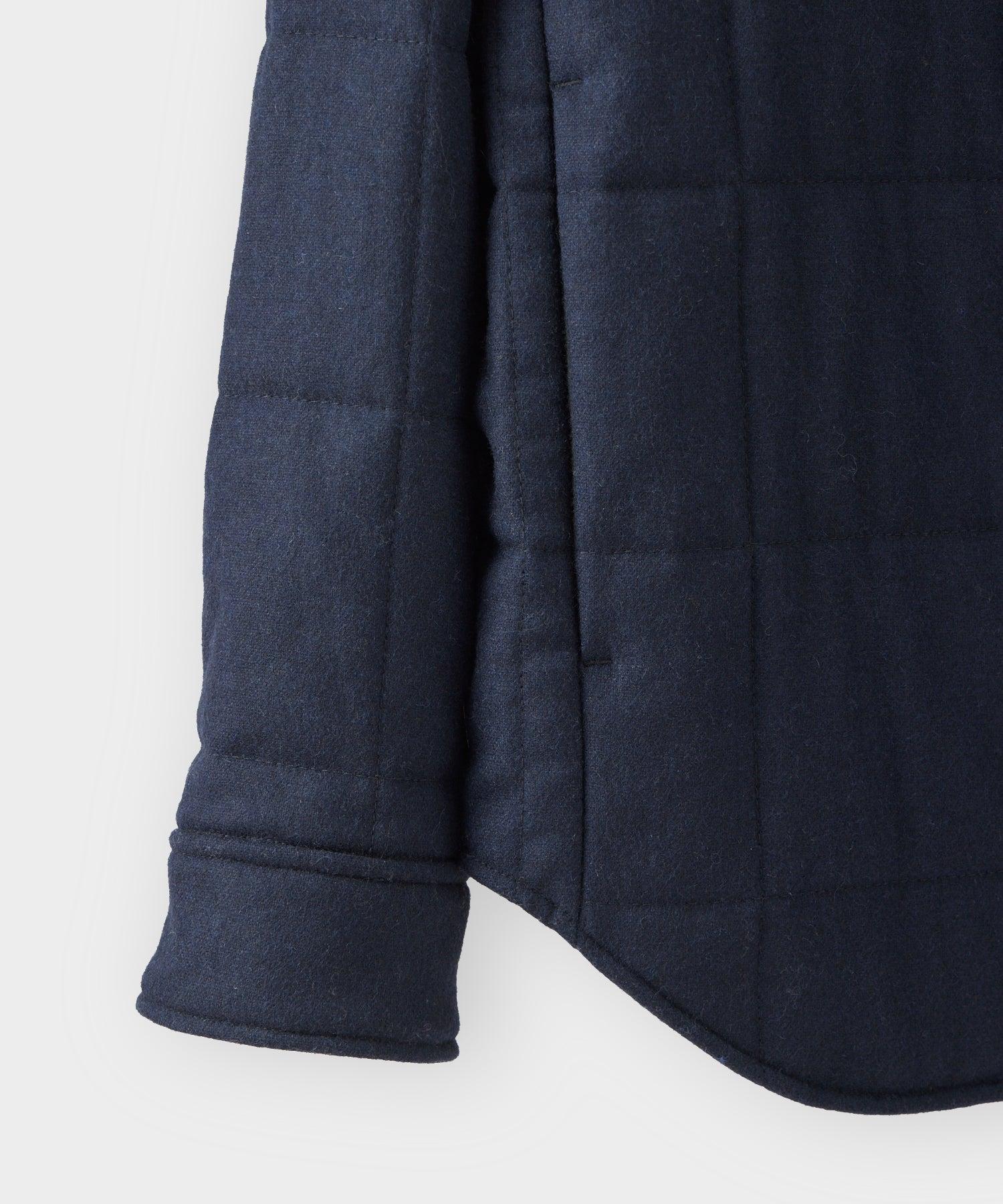 Italian Wool Quilted Shirt Jacket in Navy Product Image