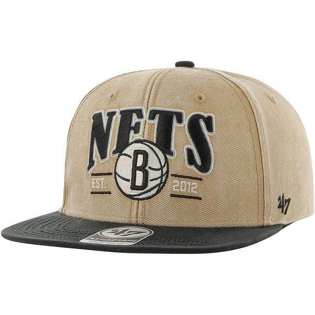 Mens 47 Khaki/Black Brooklyn Nets Chilmark Captain Snapback Hat Product Image