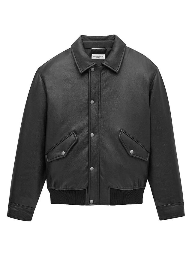 Womens Bomber Jacket in Grained Lambskin Product Image