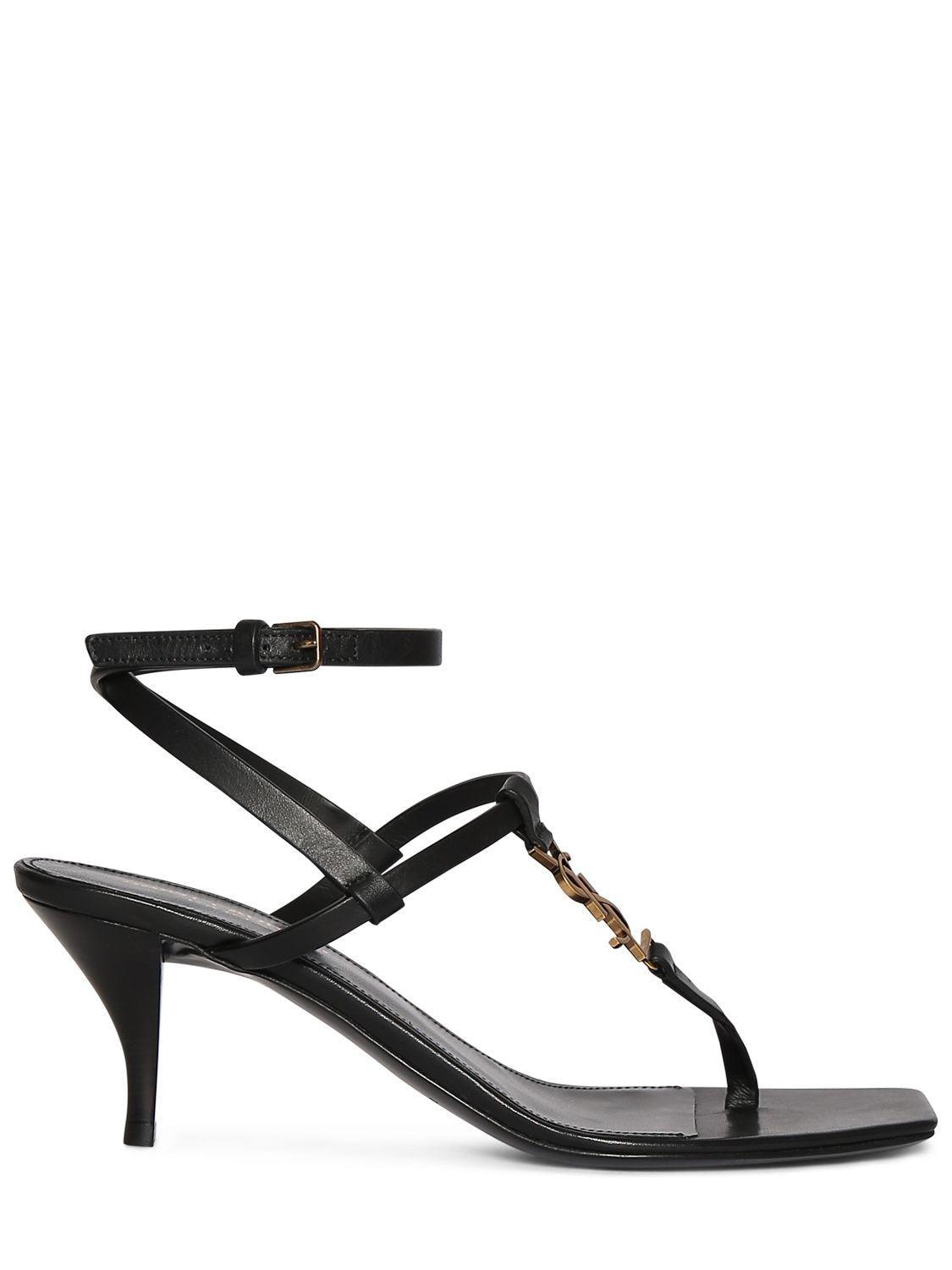 SAINT LAURENT 60mm Cassandra Leather Sandals In Nero Product Image