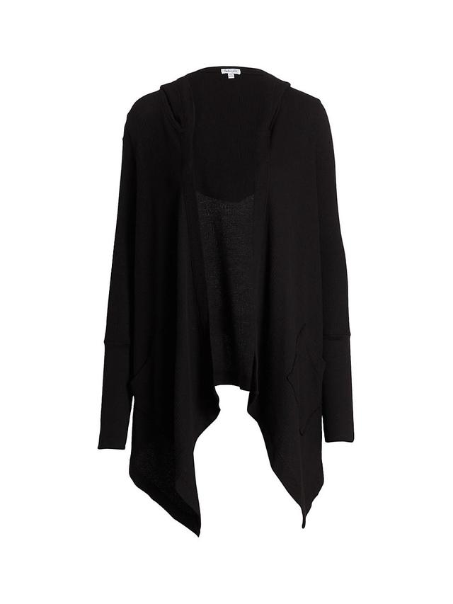 Womens Hooded Draped Thermal Cardigan Product Image