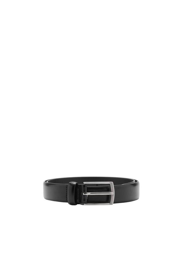 MANGO MAN - Leather belt blackMen Product Image