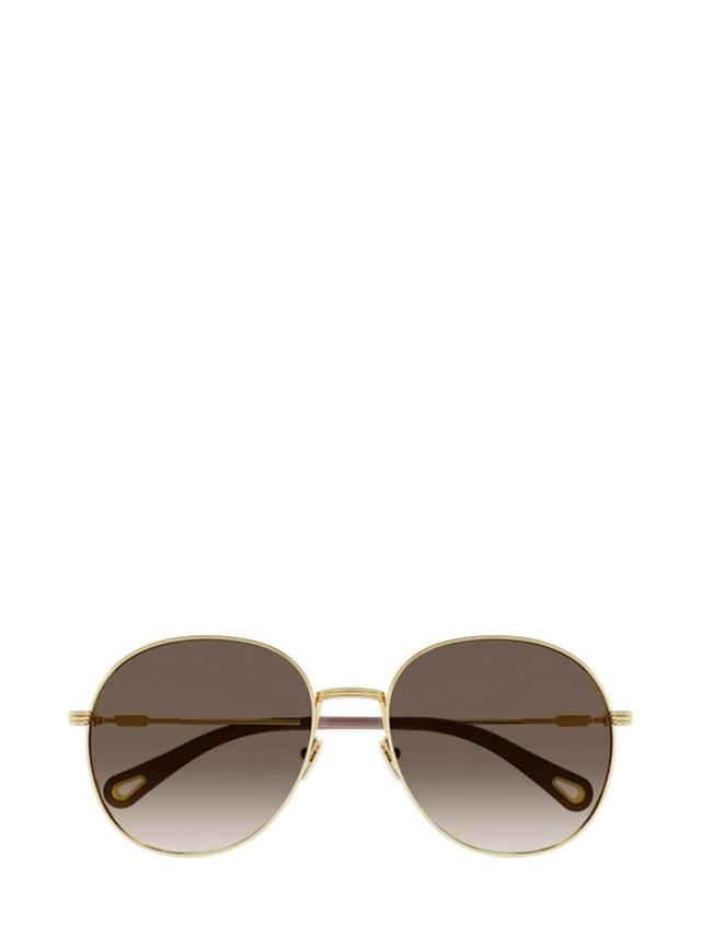 Eyewear Round Frame Sunglasses In Gold Product Image