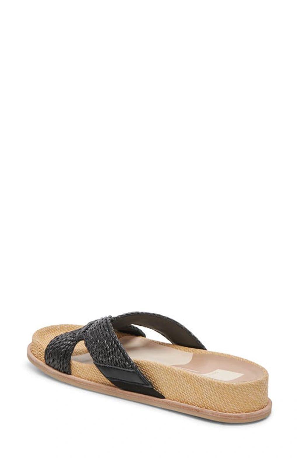 Selda Raffia Slide Sandal In Onyx Raffia Product Image