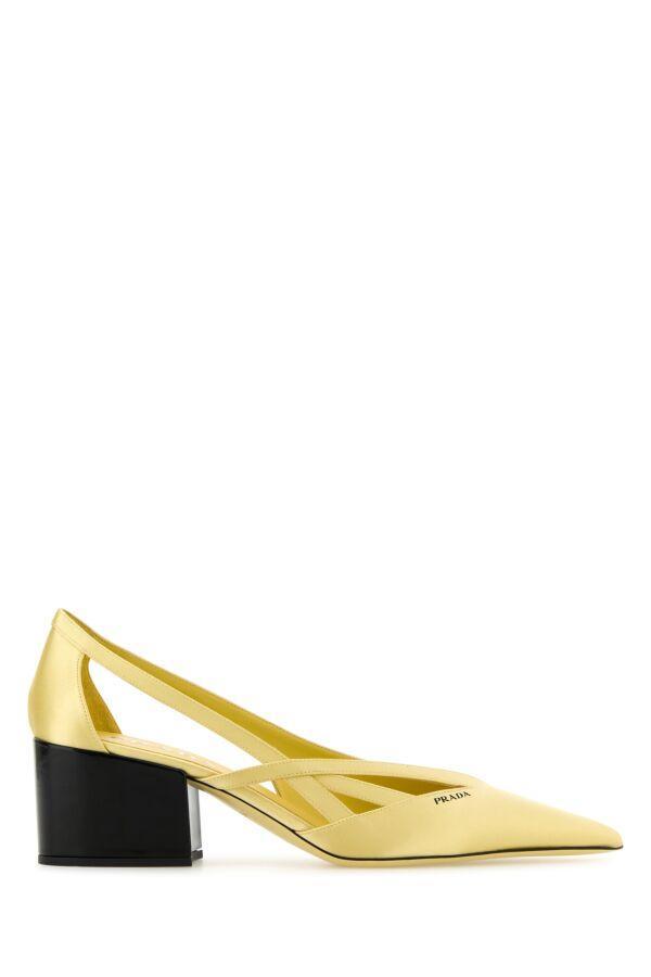 55mm Satin Cut-out Pumps In Yellow Product Image