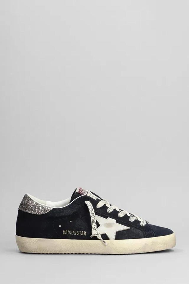 Superstar Sneakers In Blue Suede In Blue/white/silver Product Image