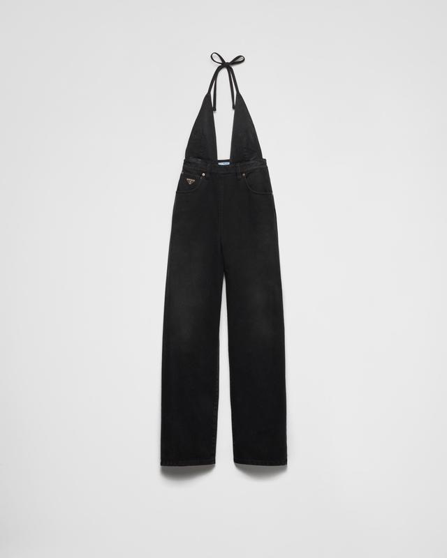 Black denim jumpsuit Product Image