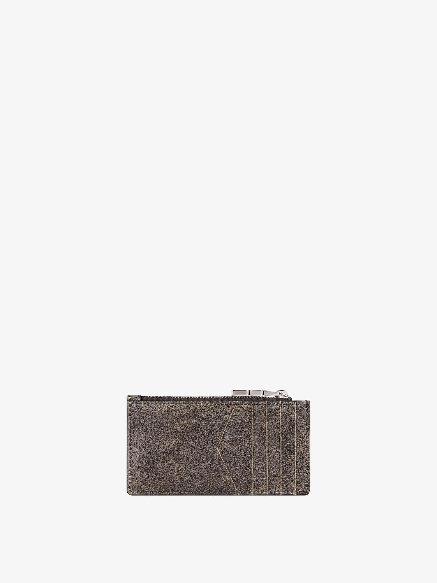 Zipped card holder in crackled leather Product Image