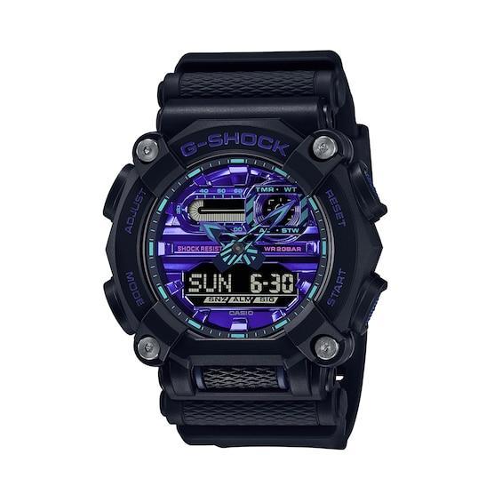 Men's Casio G-Shock Classic Virtual Blue Series Two-Tone Resin Strap Watch with Blue-Violet Dial (Model: Ga900Vb-1A) Product Image