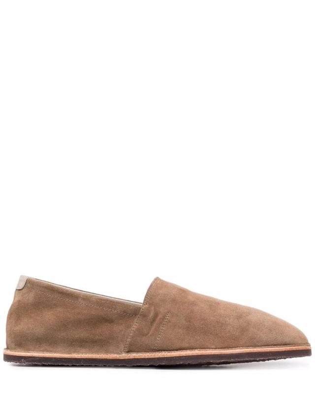 BRUNELLO CUCINELLI Almond-toe Suede Loafers In Neutrals Product Image