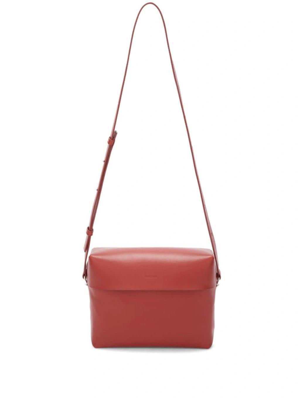 JIL SANDER Square Leather Shoulder Bag In Red Product Image