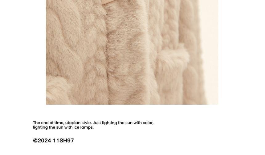 Long Sleeve V-Neck Cable Knit Toggle Button Furry Jacket Product Image