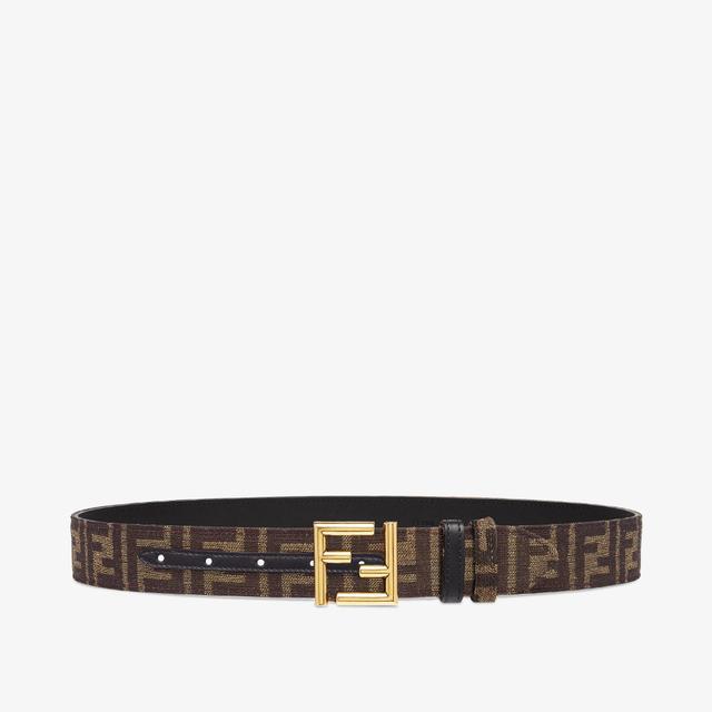 FF BeltBlack leather and FF fabric reversible belt Product Image